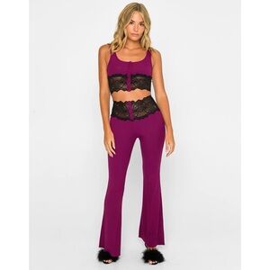 NWT Beach Bunny Purple and Black Lace Pajama Bralette Top